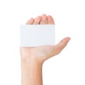 Hand hold card isolated clipping path inside Royalty Free Stock Photo