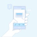 Hand Hold Cell Smart Phone Application Online Message Chat Network Communication