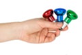 Hand hold color tungsten lightbulbs Royalty Free Stock Photo