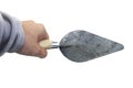 Hand hold construction trowel Royalty Free Stock Photo