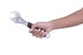 Hand hold fix wrench on white background