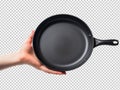 Hand hold a frying pan isolated on transparent background Royalty Free Stock Photo