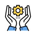 Hand hold gear color icon vector illustration