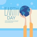 Hand Hold Globe Earth Day Global Ecological World Protection Holiday Concept