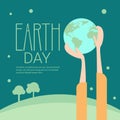 Hand Hold Globe Earth Day Global Ecological World Protection Holiday Concept