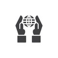 Hand hold globe vector icon Royalty Free Stock Photo