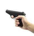 Hand hold gun firing Royalty Free Stock Photo