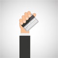 hand hold icon credit card design flat isolated
