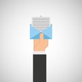 hand hold icon envelope email message design flat isolated