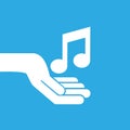 hand hold icon smartphone and music note design flat isolated