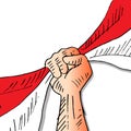 Hand hold indonesian flag Royalty Free Stock Photo