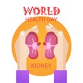 Hand Hold Kidney Health World Day Global Holiday Banner Greeting Card