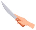 Hand hold kitchen knife. Cooking cartoon icon