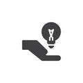 Hand hold light bulb vector icon Royalty Free Stock Photo