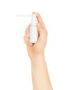 Hand hold light spray bottle Royalty Free Stock Photo