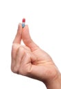 Hand hold medical painkiller pill capsule