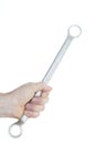 Hand hold metal spanner Royalty Free Stock Photo