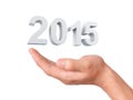 Hand hold 2015. New Year concept on white background Royalty Free Stock Photo