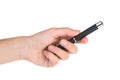 Hand hold pen-shaped laser pointer Royalty Free Stock Photo