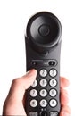 Hand hold phone. Call, isolated Royalty Free Stock Photo