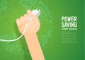 Hand hold plug cable white color, Environment Power Saving concept design illustration