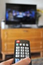 Hand hold remote control Royalty Free Stock Photo