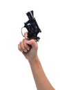 Hand hold revolver gun isolated