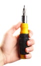 Hand hold screwdriver, isolated Royalty Free Stock Photo