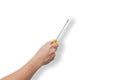 Hand hold screwdriver isolated Royalty Free Stock Photo