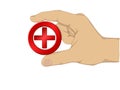 Hand hold symbol of medic cross