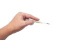Hand hold thermometer Royalty Free Stock Photo