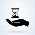 Hand hold time. Time management icon. Time control, planning or management concept. vector illustrator Royalty Free Stock Photo