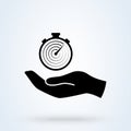 Hand hold time. Time management icon. Time control, planning or management concept. vector illustrator Royalty Free Stock Photo