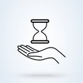 Hand hold time. Time management line. Time control, planning or management concept. vector illustrator Royalty Free Stock Photo