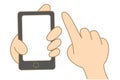 hand hold and use touch screen mobile phone