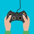 Hand hold video game controller, gamepad. Vector.