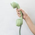 Hand hold vintage telephone Royalty Free Stock Photo