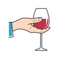 Hand hold wine. Male hand holding wine glass