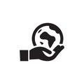Hand hold world vector icon design template