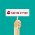 Hand holding access denied sign. Royalty Free Stock Photo