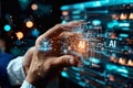 Hand Holding AI Chip, Digital Innovation, Modern Technology, Advanced Computing, Futuristic Electronics, High Tech Device