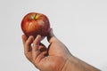 Hand holding an apple on a white background. Red Apple Royalty Free Stock Photo