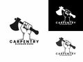Hand holding axe lumberjack logo, Carpentry logo design vector template Royalty Free Stock Photo