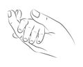 Hand holding baby hand linework Royalty Free Stock Photo