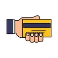 Hand holding bank card credit online shopping Royalty Free Stock Photo