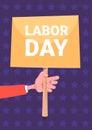 Hand Holding Banner Labor Day Holiday Poster Background