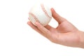 Hand holding baseball ball Royalty Free Stock Photo