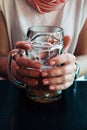 Hand holding big glass of beer Royalty Free Stock Photo