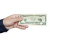 A hand holding 20 bills. Royalty Free Stock Photo