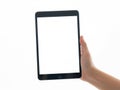 Hand holding black tablet Royalty Free Stock Photo